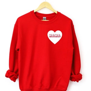 Mama HEART Valentines Day Sweatshirt, Valentines Day Outfit, Matching Valentines Day, Unisex Sweatshirt, Matching Valentines Outfits Red
