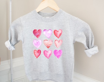 Toddler Valentine Shirt, Toddler Shirt, Valentines Day Outfit, Kids Valentine Outfit, Kid Heart Shirt, Watercolor Hearts