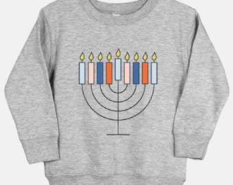 Toddler Menorah Hanukkah Sweatshirt, Kids Youth Hanukkah Menorah Sweatshirt, shirt holiday outfit