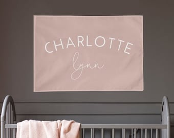 Nursery Custom Name Pennant, Name Banner, Nursery Decor, Girl Nursery Wall Decor, Baby Name Gift, Custom Nursery Decor, Name Wall Tapestry