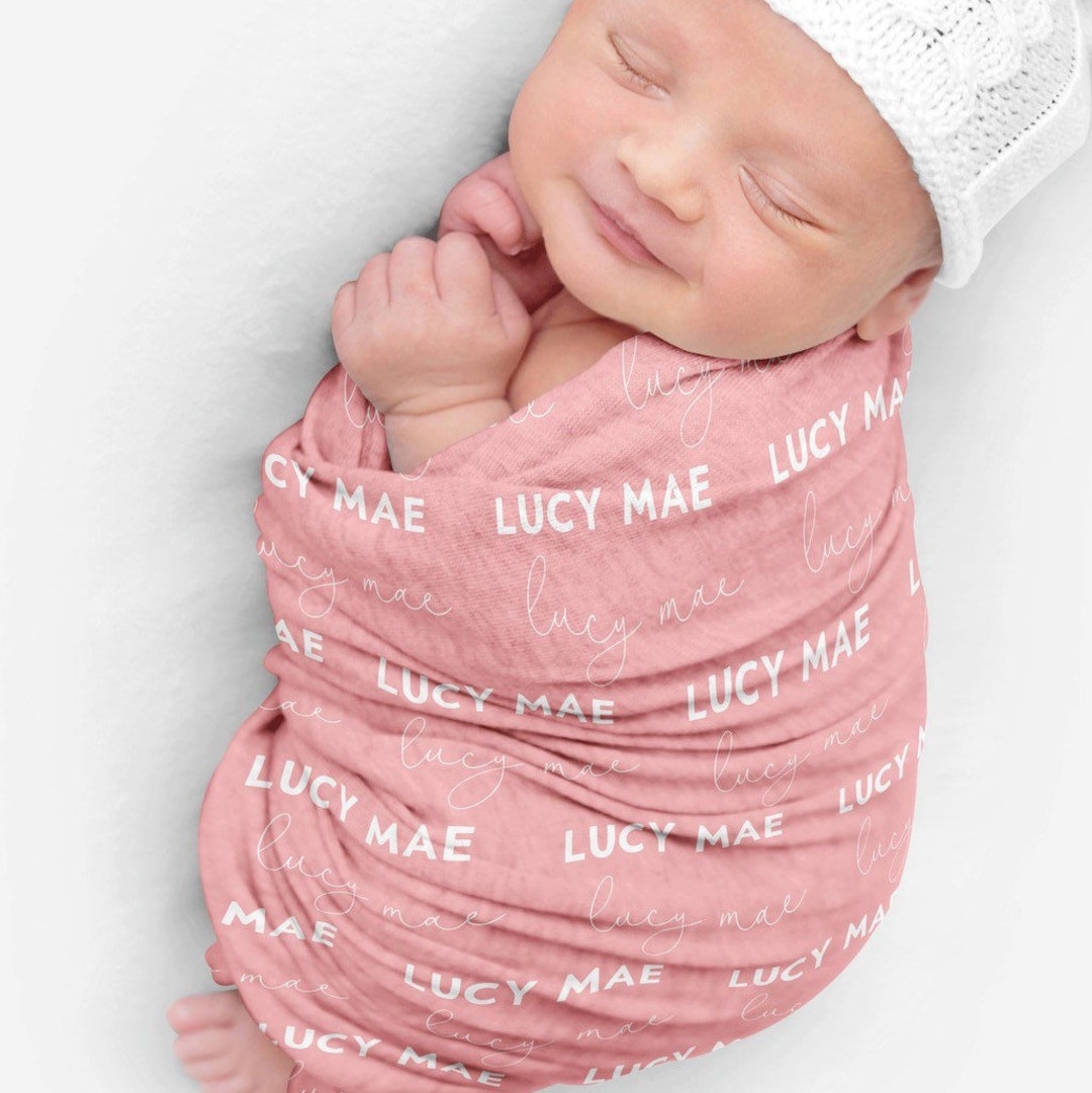 Personalized Newborn Swaddle Blanket, Name Swaddle, Swaddle Gift, Baby