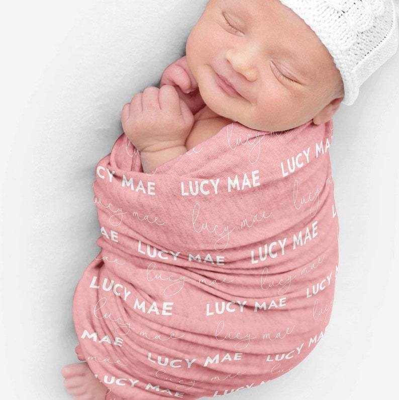 Personalized Newborn Swaddle Blanket, Name Swaddle, Swaddle Gift, Baby Swaddle, Kids Blanket, Personalized Gift, Custom Gift, Gift Newborn image 1