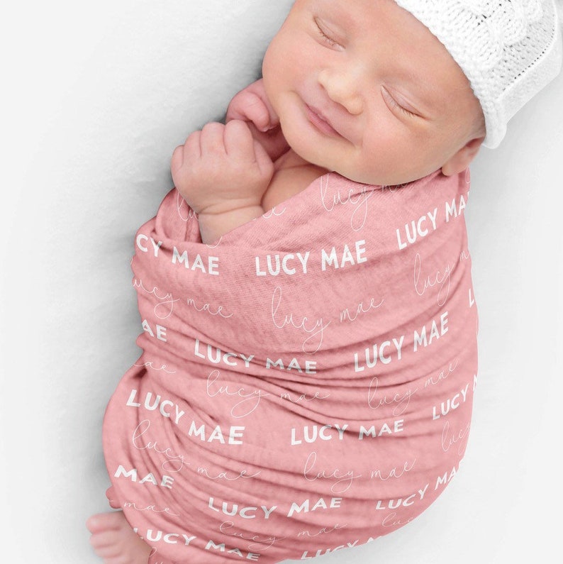 Personalized Newborn Swaddle Blanket, Name Swaddle, Swaddle Gift, Baby Swaddle, Kids Blanket, Personalized Gift, Custom Gift, Gift Newborn image 6
