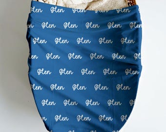 Personalized Baby Name Swaddle Blanket, Blue Baby Swaddle