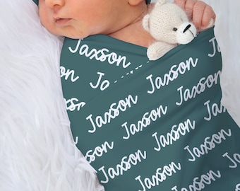 Personalized Retro Boho Swaddle Blanket, Custom Name Baby Blanket