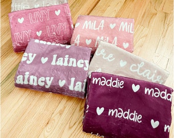 Heart Custom Personalized Name Blanket, Baby Girl Blanket, Girl Blanket Gift, Baby Blanket, Kids Blanket, Personalized Gift, Custom Gift
