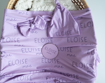 Personalized Baby Swaddle Blanket Gift Sets, Baby Girl Swaddle with Name on it, Baby Boy Swaddle Personalized