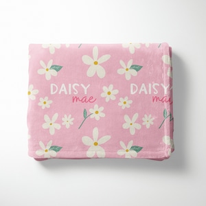 Daisy Girl Name Blanket, Baby Blanket, personalized baby blanket, personalized gifts for baby, baby gift, Daisy Flower Blanket, Girl Gift