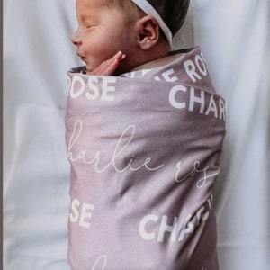 Personalized Newborn Swaddle Blanket, Name Swaddle, Swaddle Gift, Baby Swaddle, Kids Blanket, Personalized Gift, Custom Gift, Gift Newborn image 4