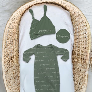 Personalized Newborn Swaddle Set Boy, Custom Swaddle and Hat Set Newborn Outfit