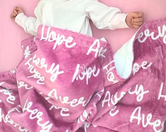 Personalized Custom Blanket, Name Blanket, Blanket Gift, Baby Blanket, Kids Blanket, Personalized Gift, Custom Gift, Purple Blanket, Girl