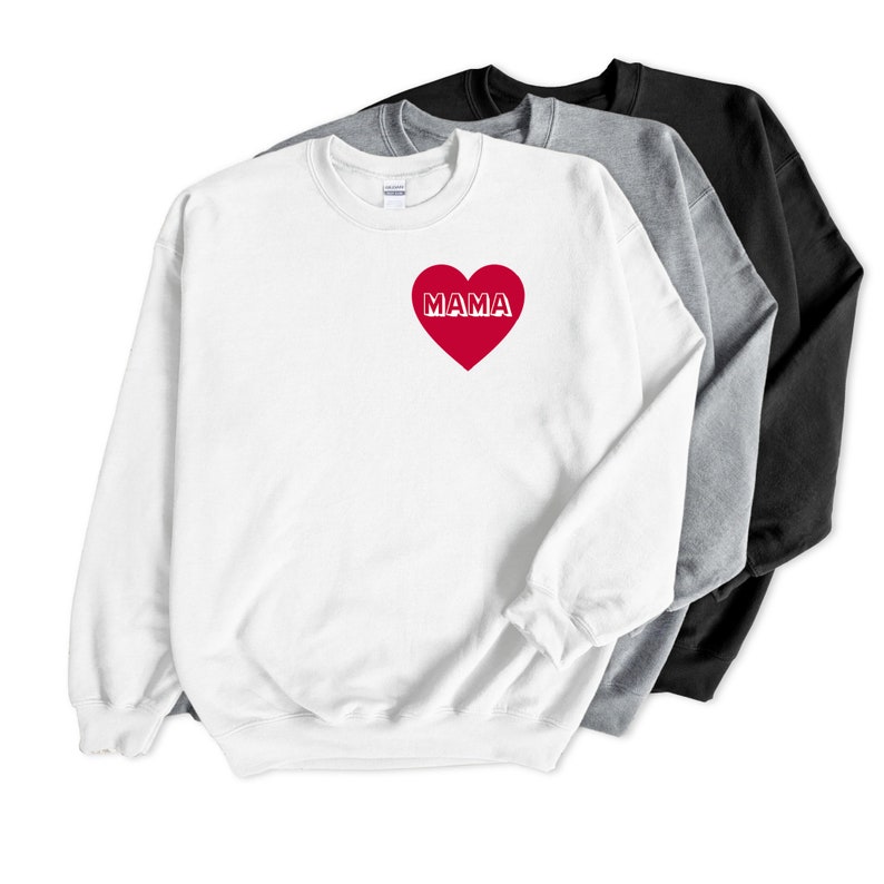 Mama HEART Valentines Day Sweatshirt, Valentines Day Outfit, Matching Valentines Day, Unisex Sweatshirt, Matching Valentines Outfits image 3