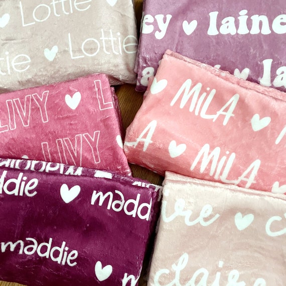 Heart Custom Personalized Name Blanket, Baby Girl Blanket, Girl Blanket Gift, Baby Blanket, Kids Blanket, Personalized Gift, Custom Gift