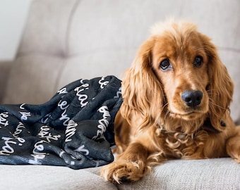 Personalized Minky Dog Blanket, Custom Name Puppy Throw, Cozy Pet Gift