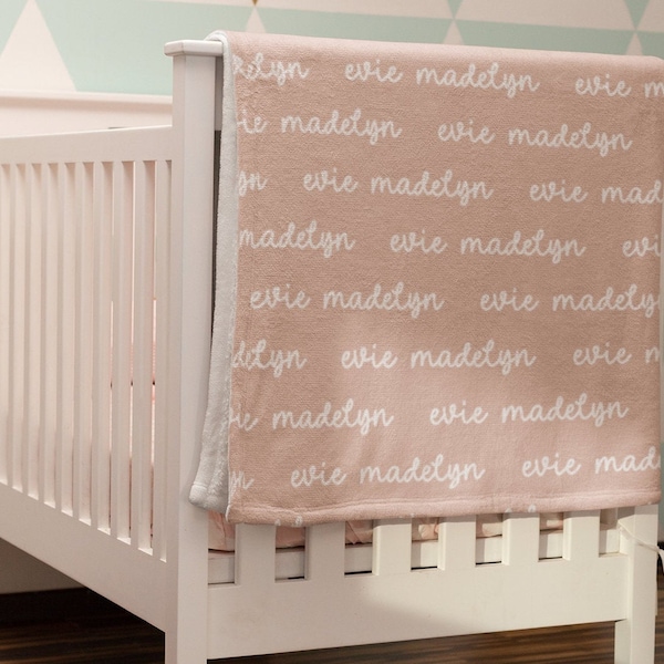 Personalized Minky Baby Blanket, Custom Name Throw, Toddler Kids Gift