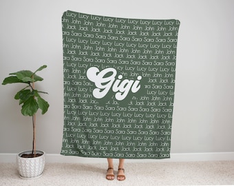 Gigi Blanket, Personalized Custom Blanket, Name Blanket, Mothers Day Gift, Grandma Gift, Grandma Name Blanket, Personalized Grandma Gift