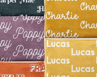 Personalized Minky Blanket, Custom Name Throw, Retro Boho Kids Baby Gift