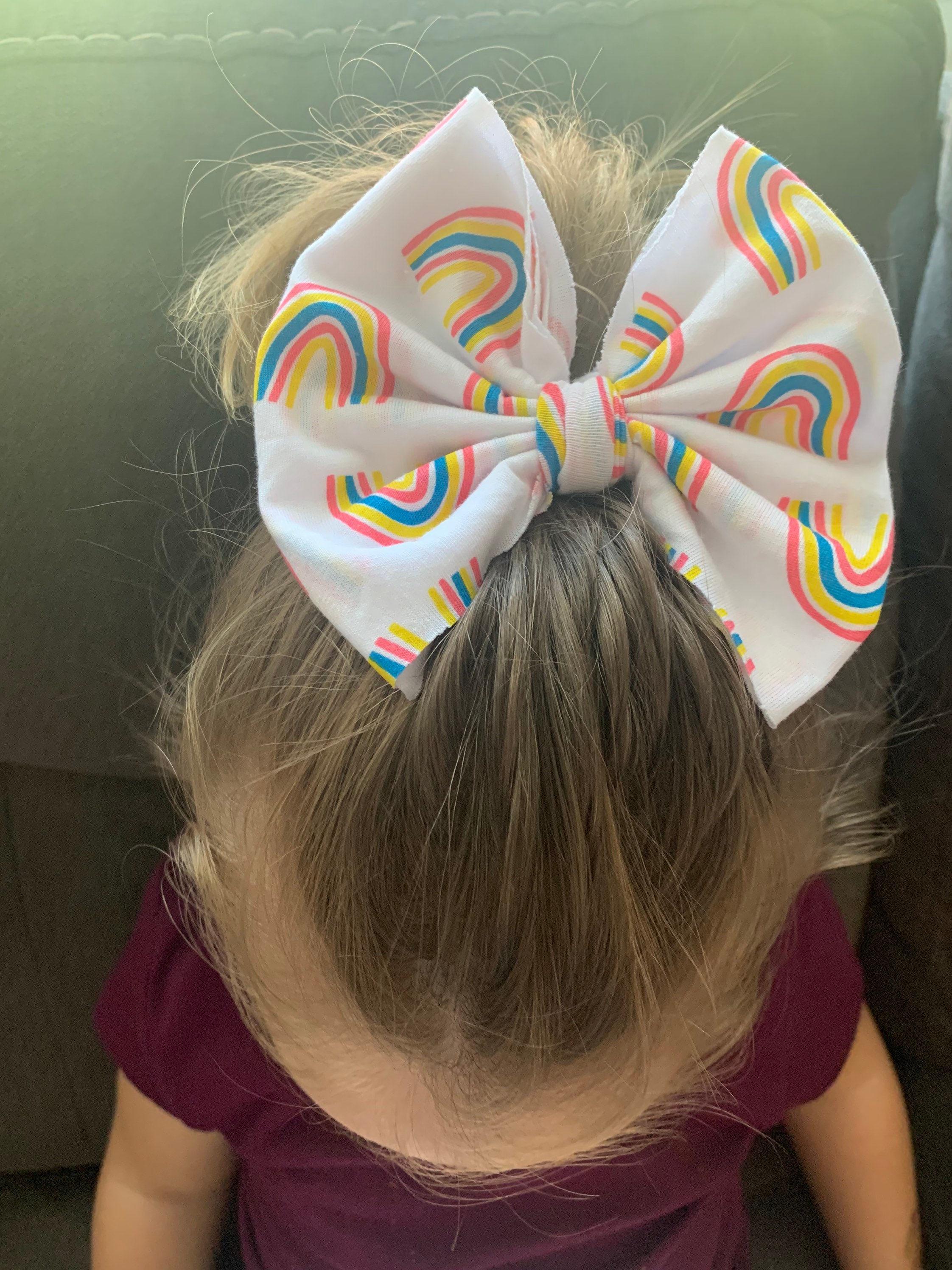 Big Rainbow Hair Bows Boho Rainbow Fabric Bow Big Fabric | Etsy