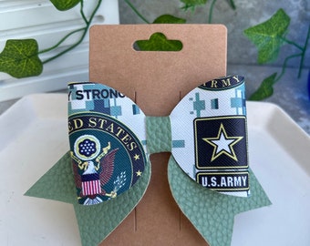 Military Army Hair Bow, Girls Army Bow, Personalized Hair Bow