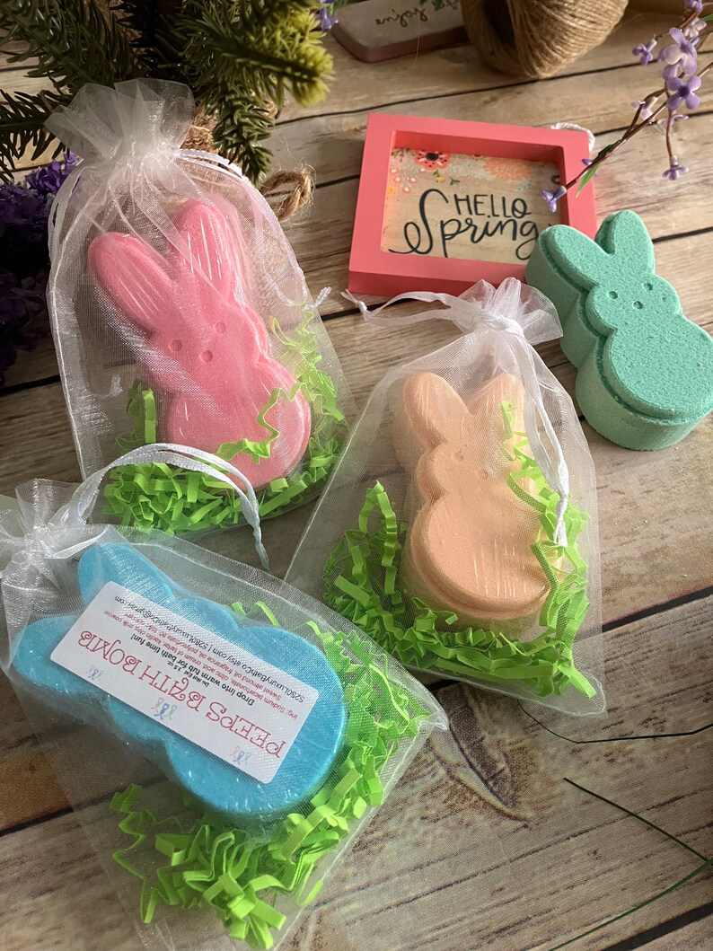 Easter Bath Bomb Easter Basket Stuffer Peeps Easter Bath Bomb Easter Treats Party Favors Peeps Bunny Bath Bomb Gift under 5 image 8