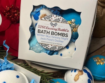 Set de regalo de bombas de baño navideñas para hombre, 4 bombas de baño pequeñas, regalo por menos de 15 dólares, regalo para profesores, recuerdos de fiesta, cuidado personal, compañero de trabajo