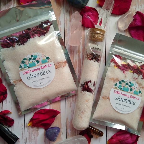 JASMINE Bath Salts Test Tube Salts Healing Ritual Salt Bath Moon Detox Party Favors Gifts Relaxing Bath Spa & Relaxation Aromatherapy