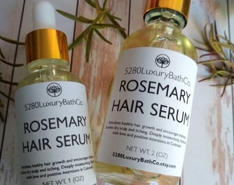 Rosemary Mint Healthy Hair Growth Serum | Castor Oil Hair Thickening Elixir | 2 oz Glass Dropper | Hair Growth Oil | Gift under 15