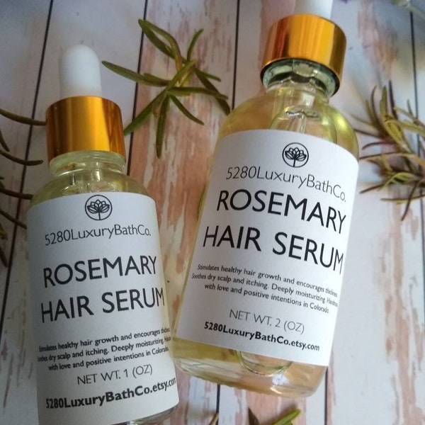 Rosemary Mint Healthy Hair Growth Serum | Castor Oil Hair Thickening Elixir | 2 oz Glass Dropper | Hair Growth Oil | Gift under 15