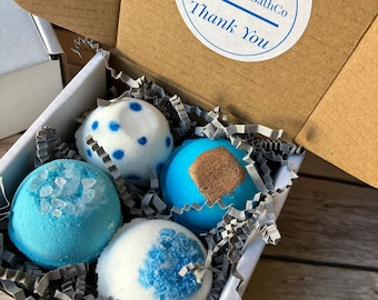 MINI Christmas Men's Bath Bomb Gift Set 4 Piece Valentines Gifts for him Bath Bombs Gift Under 10 Bath Bomb Boyfriend Gifts Stocking Stuffer