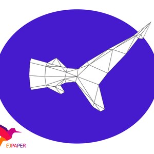 Shark Stencils Flat Shark Tail 3D Papercraft Low Poly Papercraft Template Paper Sculpture Pepakura Pattern Template