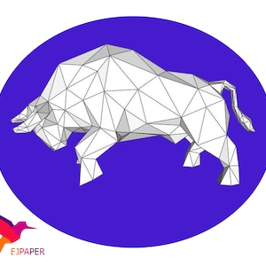 Bull bull flat templates bull home 3D Papercraft Low Poly papercraft template Paper Sculpture pepakura pattern template fighting bull