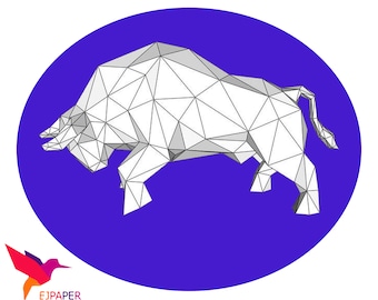 Bull bull flat templates bull home 3D Papercraft Low Poly papercraft template Paper Sculpture pepakura pattern template fighting bull