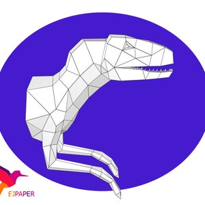 velociraptor flat templates dinosaur 3D Papercraft Low Poly papercraft template Paper Sculpture pepakura pattern template