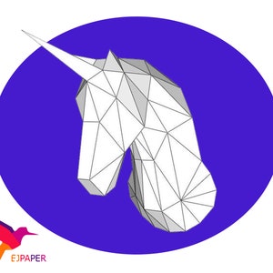 Unicorn flat stencils unicorn 3D Papercraft Low Poly papercraft template Paper Sculpture pepakura pattern template