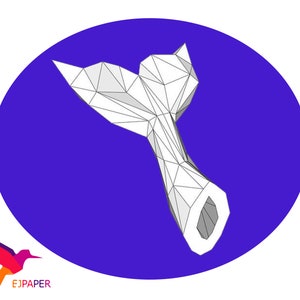 Whale Stencils Flat Whale Tail 3D Papercraft Low Poly Papercraft Template Paper Sculpture Pepakura Pattern Template
