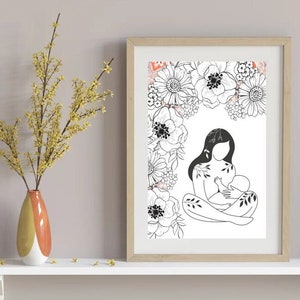 Breastfeeding Mama printable multiple sizes available for download use for cards, nursery decor, etc.