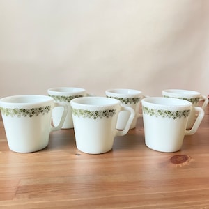 ヴィンテージ パイレックス ミルクガラス マグカップ 6個セット 春の花 