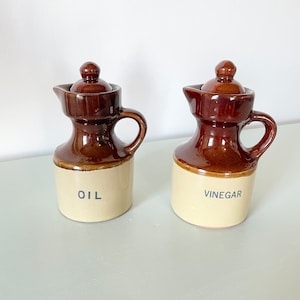 Vintage Oil and Vinager stoneware brown with lids