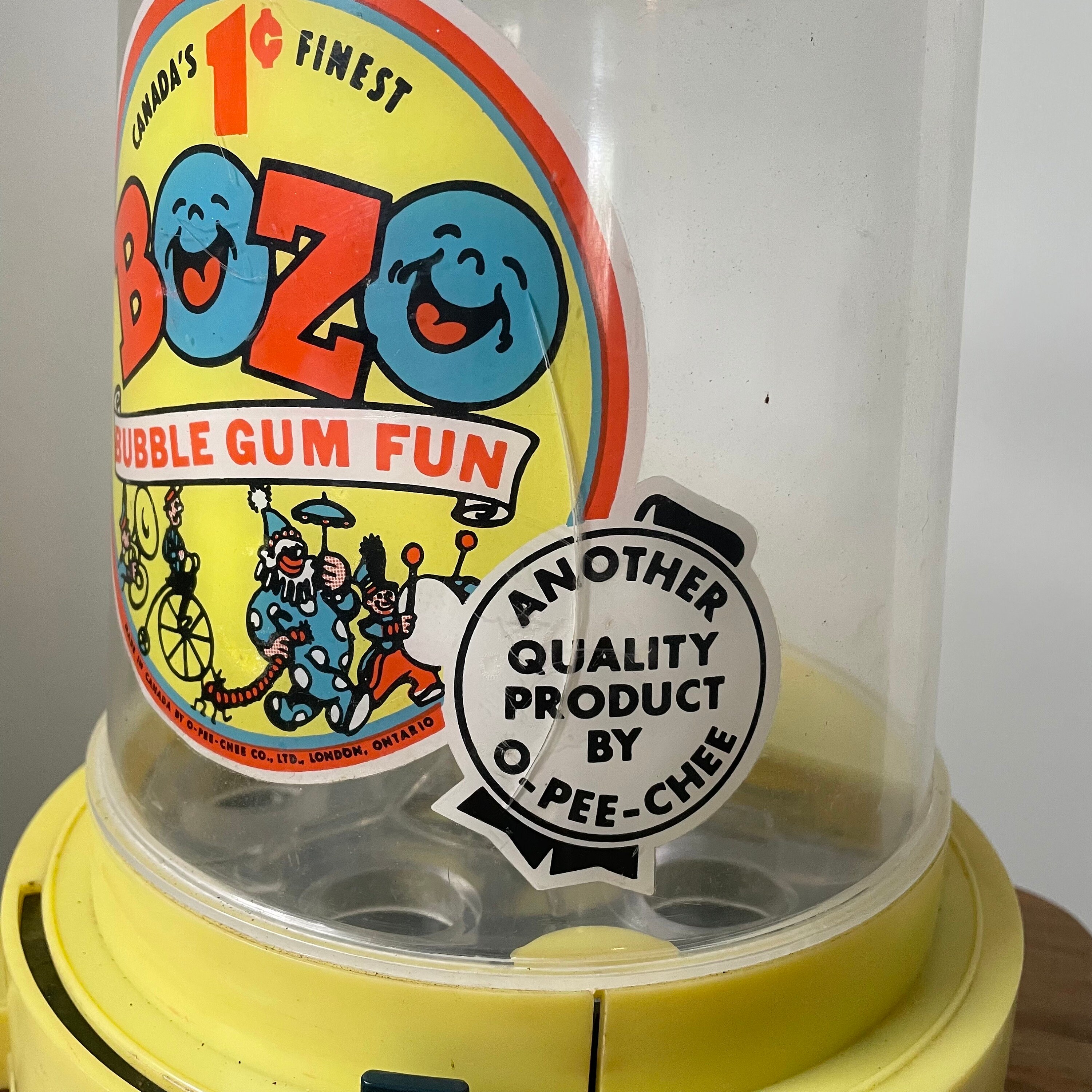 Vintage BOZO Bubble Gum Machine With Intact Original Label Stating ...