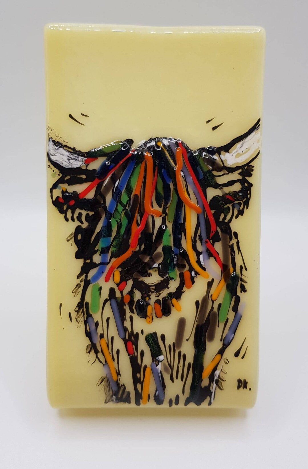 Fused Glass Angus Highland Cow Freestanding Art Etsy UK