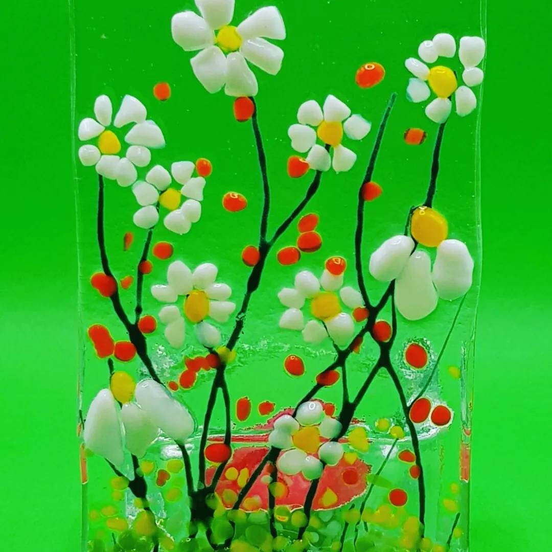 Wild Daisy Fused Glass Tea Light Holder Etsy UK
