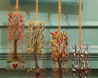 Four seasons fused glass art mobile/ wind chime