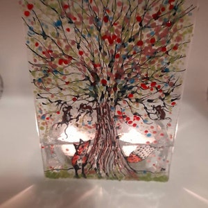 Fused Glass Fox Tealight Holder, Nature Inspired Candle Holder