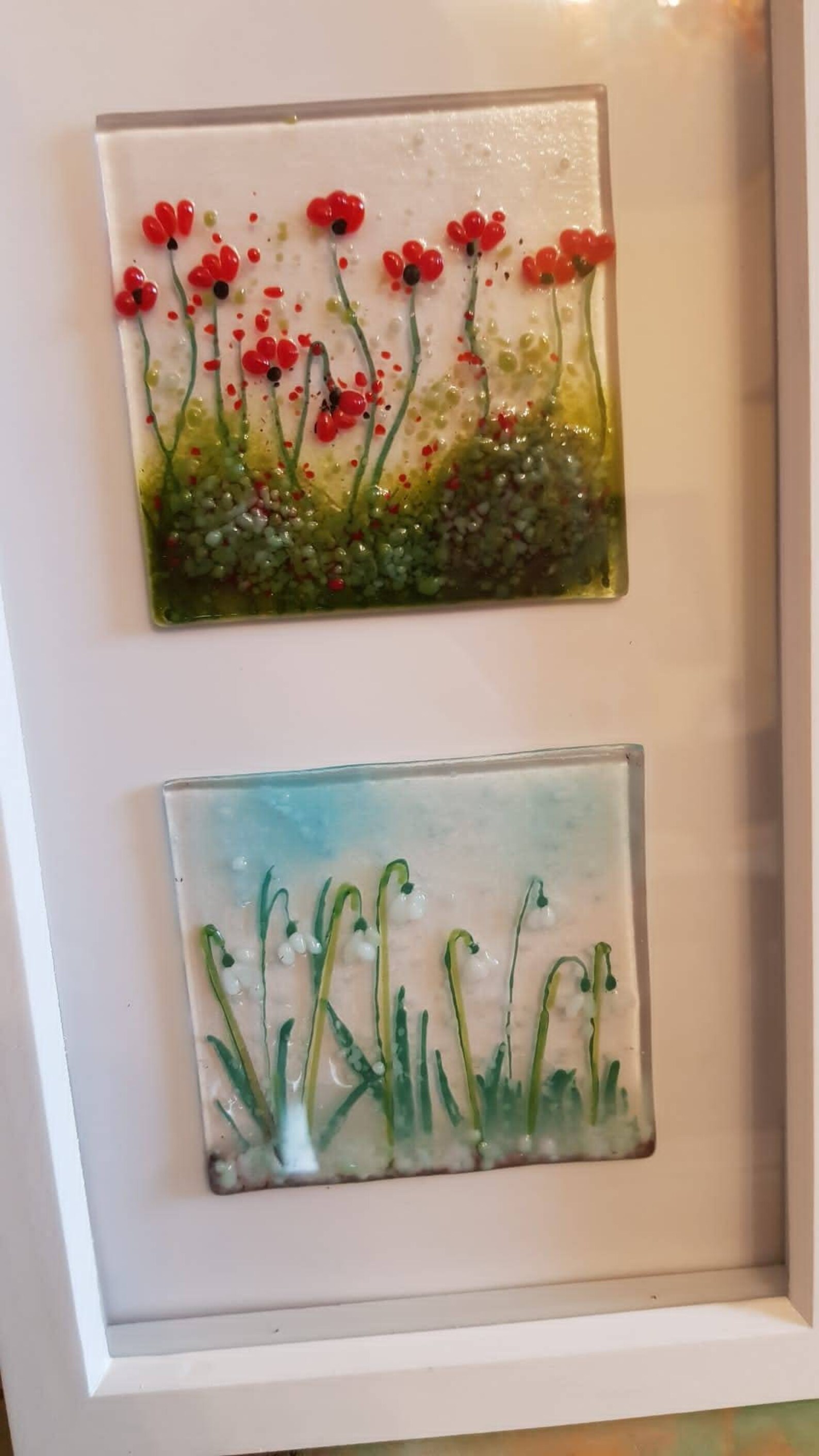 Framed Floral. Fused Glass Picture. Glass Art Wall Hanging. Flowers ...