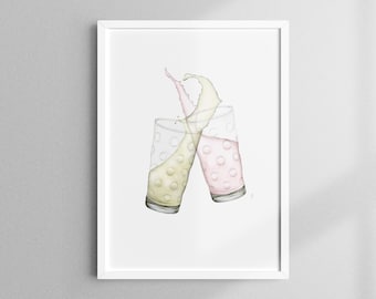 Dubbeschobbe Poster, Palatinate Poster, Palatinate Love, 13 x 18 cm-50 x 70 cm, Dubbe, Riesling spritzer glasses, Weißherbst, wine spritzer, artprintsisters