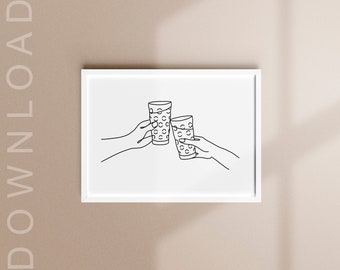 Line Art Print, Minimalistic Art, Modern Art, Dubbeschobbeglas, Rhineland-Palatinate