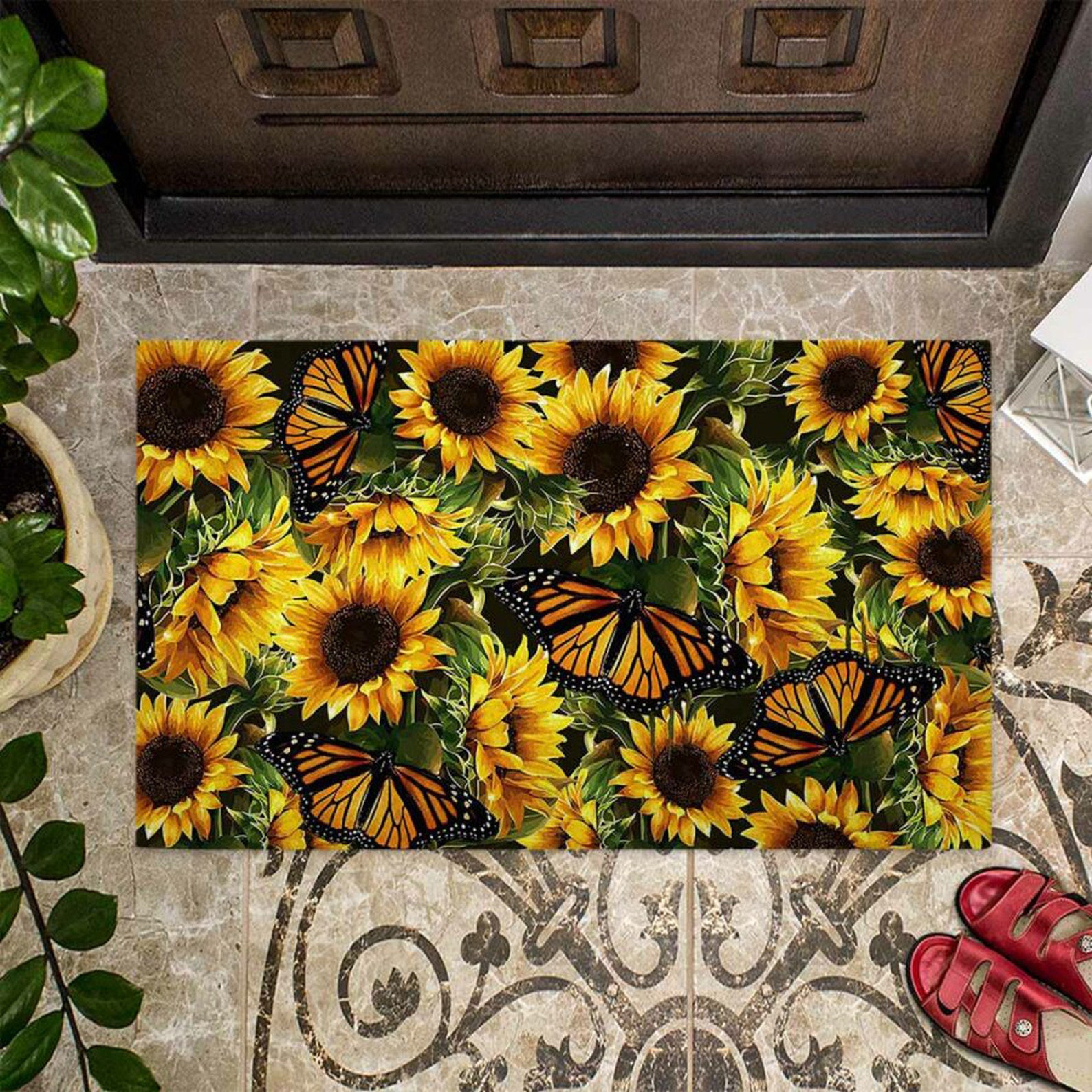 Hello Sunshine Sunflower Doormat Etsy