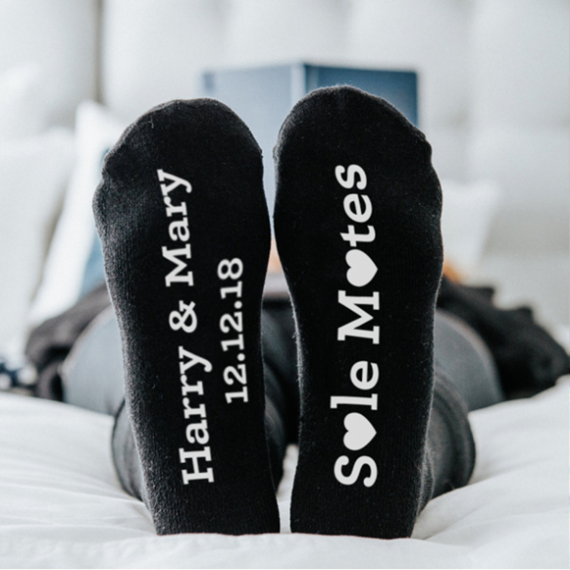 PERSONALISED SOLE MATE Black Socks | Etsy