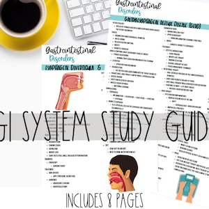 Puede incluir: Una guía de estudio para el sistema gastrointestinal con ilustraciones del esófago y el estómago. La guía incluye información sobre la enfermedad por reflujo gastroesofágico (ERGE) y los divertículos esofágicos. La guía incluye 8 páginas.