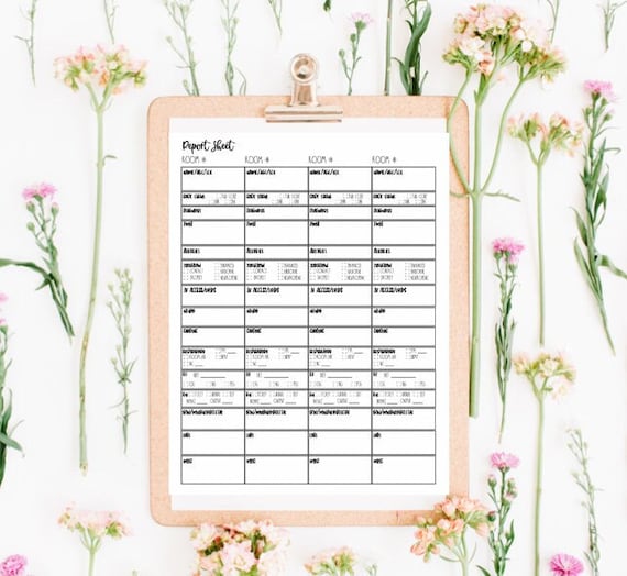 Nursing Report Sheet, Double Sided Nursing Report Sheet, 4 patient report sheet, hourly nursing to do list